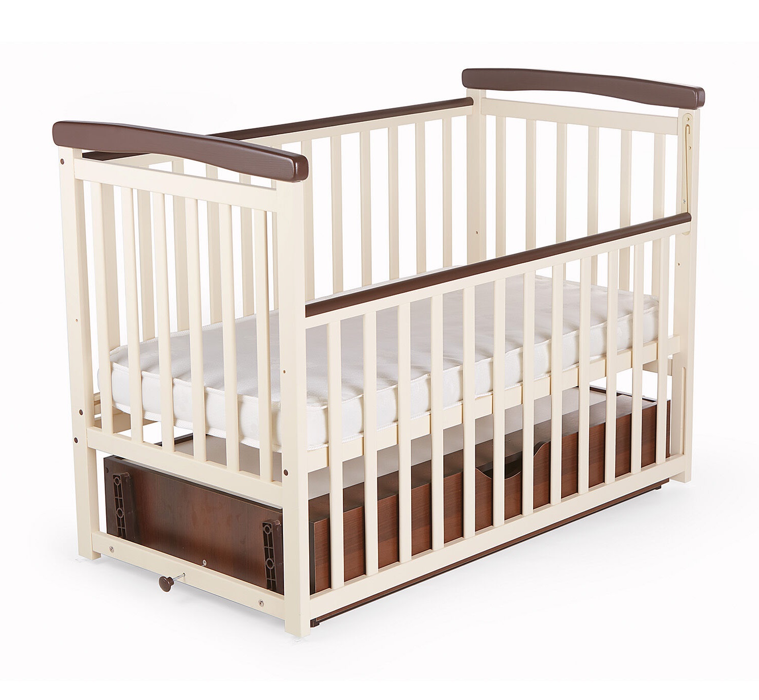 Кроватка деревянная с ящиком Наталка Мечта 120 х 60 см Beige with Brown (149769)