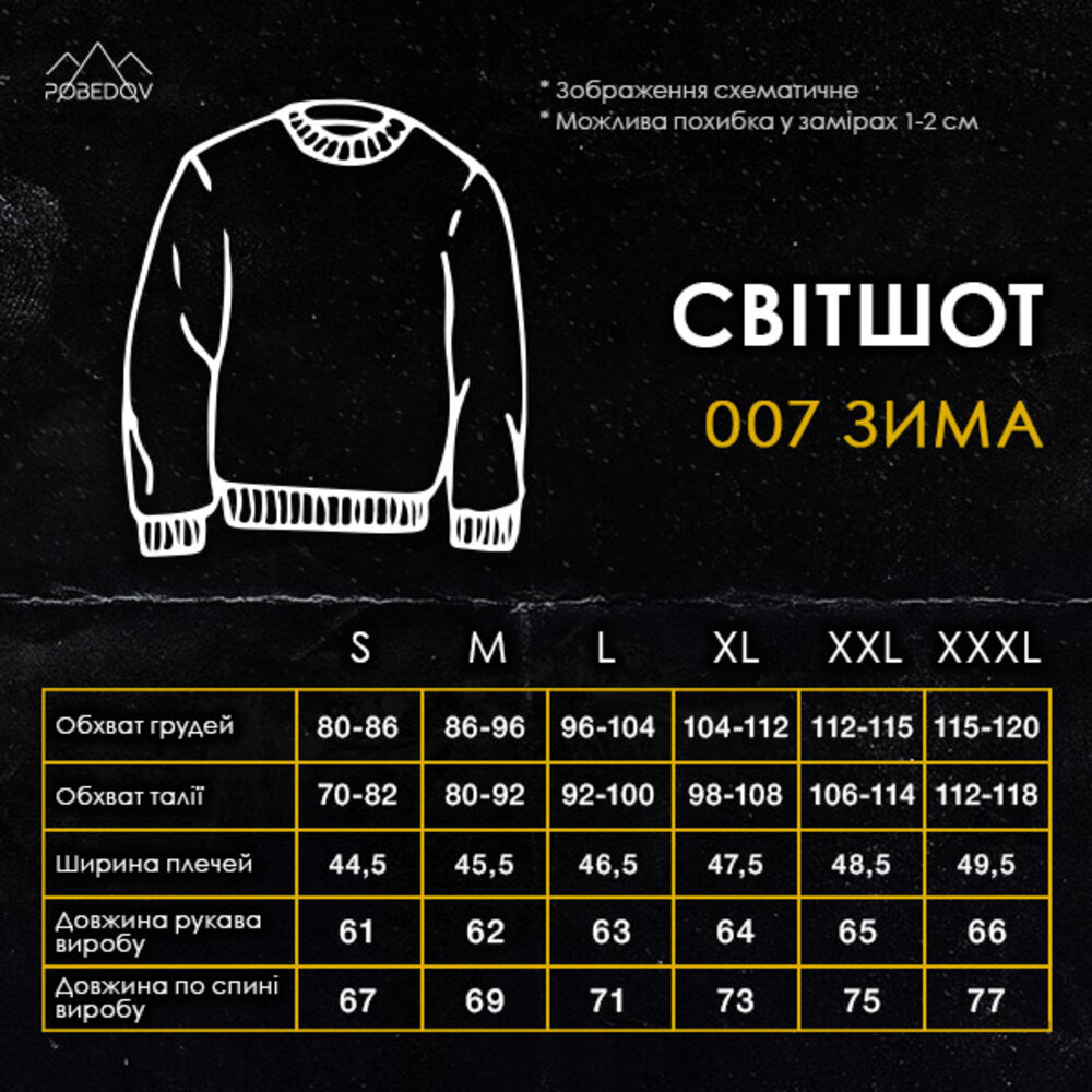Свитшот мужской Pobedov 007 110781 S Черный (00000000653)