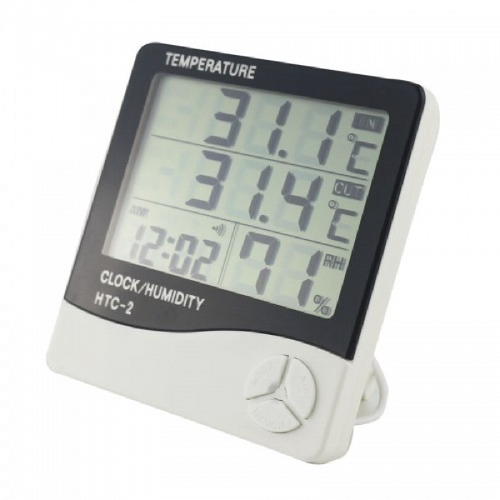 Термометр, гигрометр, метеостанция, часы HTC-2 + выносной датчик белый (44412)