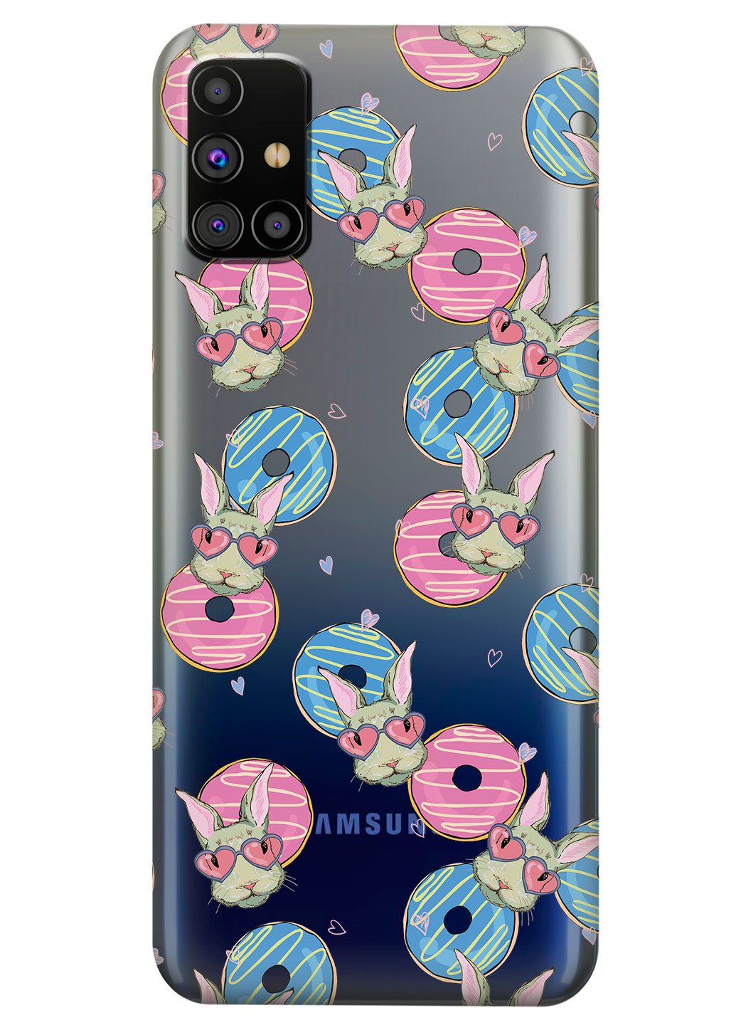 Прозорий силіконовий чохол iSwag для Samsung Galaxy M31s - Зайчики (KS5905)