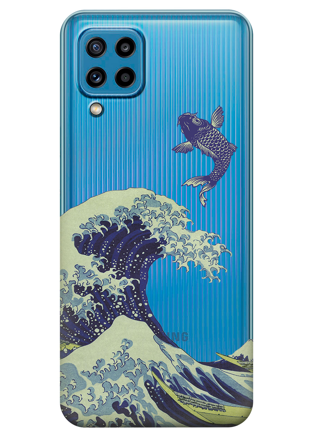 Прозрачный силиконовый чехол iSwag для Samsung Galaxy M32 с рисунком - Большая волна в Канагаве (KS15275)