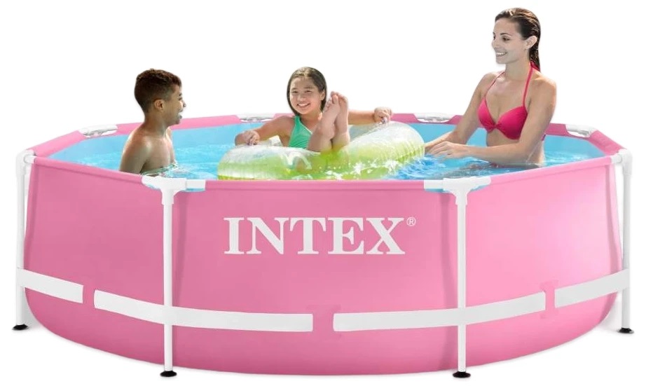 Каркасный бассейн Intex Metal Frame Pool 244x76 см 2843 л Розовый (28290)