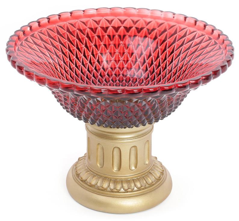 Конфетница Adeola диаметр 25.8см со стеклянной чашей, рубин Bona DP40721