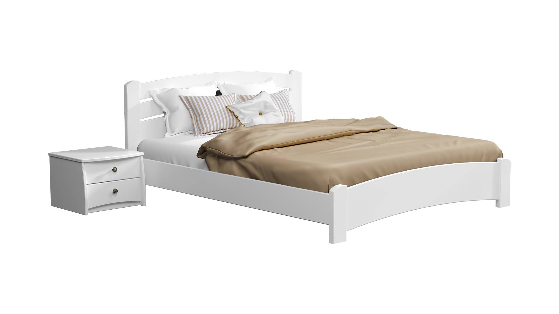 Ліжко дерев'яне Estella Венеція Люкс 120х190 Білий Щит 2Л4