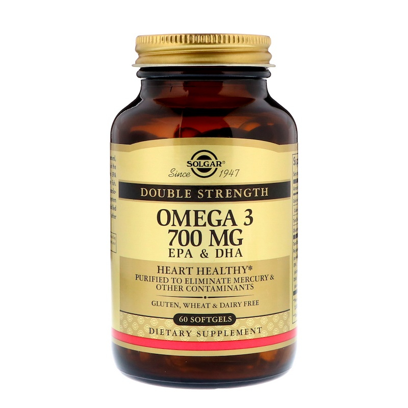 Omega-3 EPA DHA Solgar двойная сила 700 мг 60 гелевых капсул