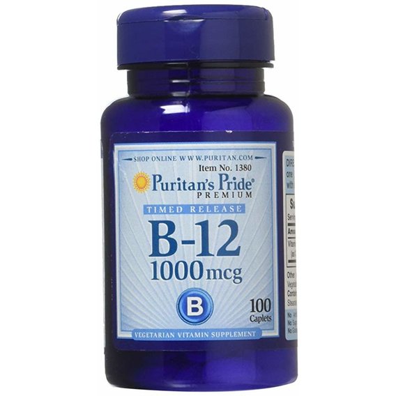 Метилкобаламин Puritan's Pride Vitamin B-12, Timed Release Caplets 1000 mcg 100 Tabs
