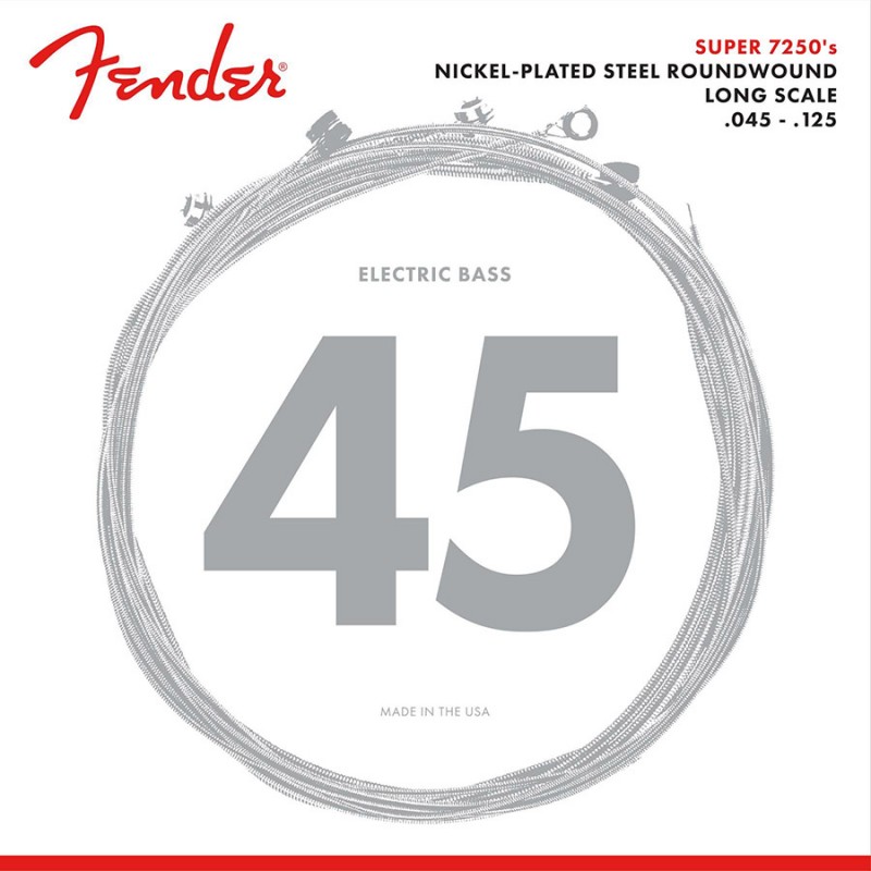 Струны для бас-гитары Fender 7250-5M Nickelplated Steel Roundwound Medium Bass Strings 45/125