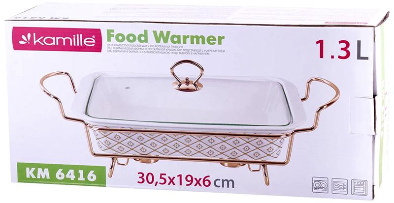 Мармит Food Warmer In Gold керамическая форма 1.3л 30.5см с подогревом Kamille DP37032