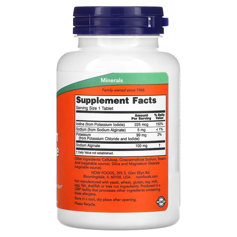 Йодід калію Now Foods Potassium Plus Iodine 180 таблеток