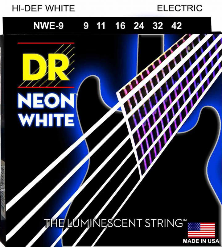 Струни для електрогітари DR NWE-9 Hi-Def Neon White K3 Coated Light Electric Guitar Strings 9/42