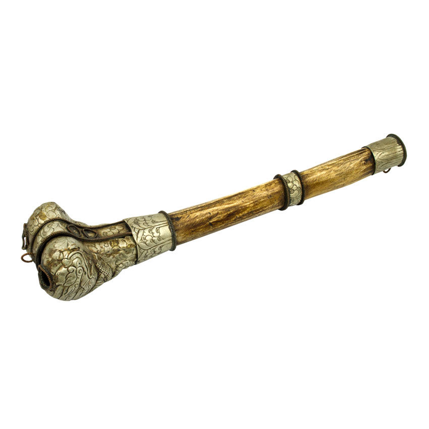 Канлинг Труба для практики Чод HandiCraft Кость Металл Чеканка 32х8х5,5 см Темная кость (25343)