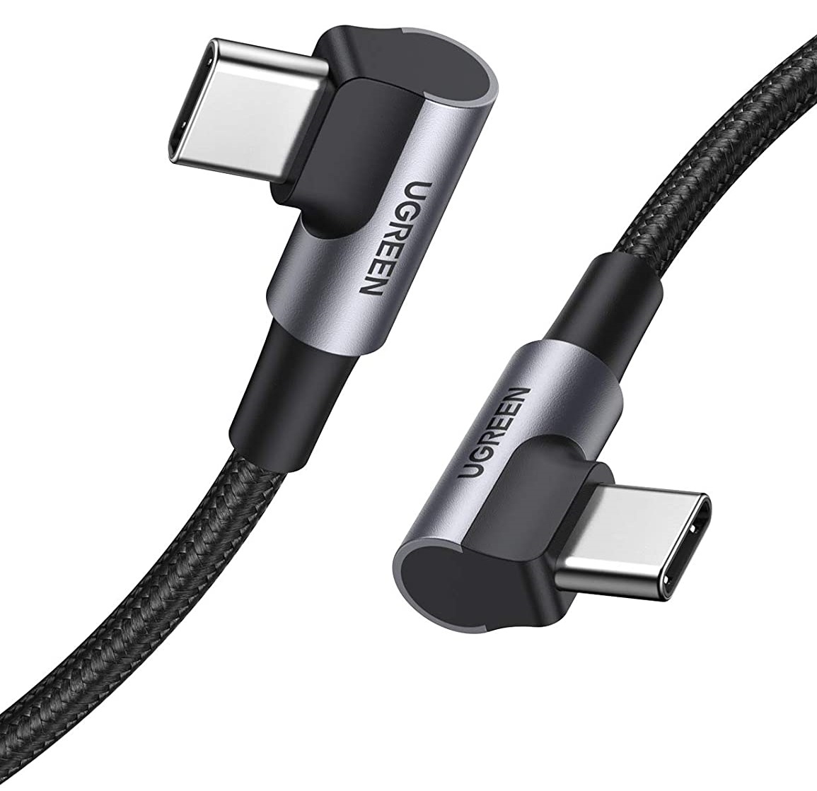 Кабель Ugreen US323 Type-C-Type-C Both Angled 3A Cable 1м (Gray\Black) (6689228)