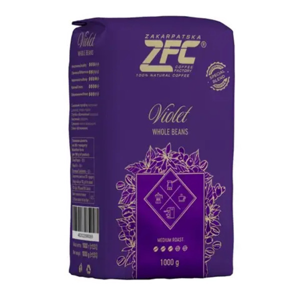 Кава в зернах ZFC Violet 1 кг, купаж арабіки та робусти