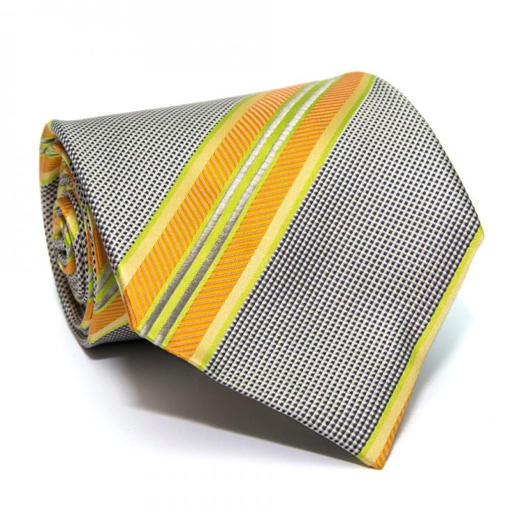 Краватка Rosso Fiorwntino сірий у смужку ZN-1856