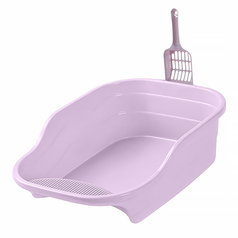 Прямоугольный туалет для котов Lesko DT308 Purple лоток с лопаткой