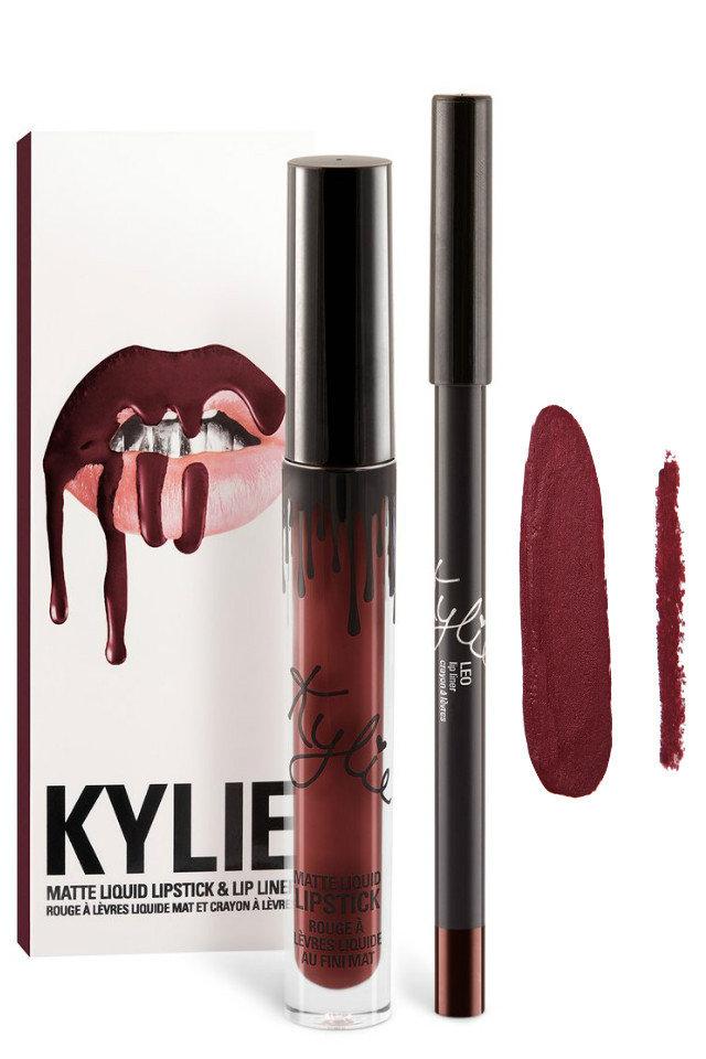 Рідка матова помада + олівець для губ 2 в 1 Kylie 8611 Бордовий