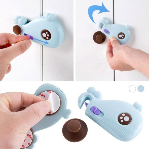 Замок для створчатых дверей Anti-Pinch Baby Safety OB16098 (10.4 * 6.0 * 1.5) Голубой
