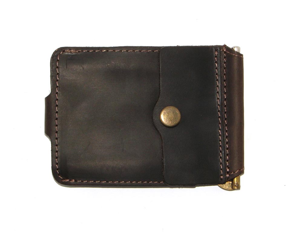 Затискач для грошей DNK Leather DNK Затискач-H дрібниця col.F 8,0*11,0*1,5см Темно-коричневий