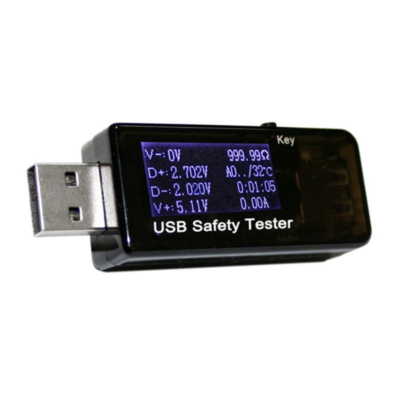 USB тестер тока напряжения потребляемой энергии 3–30V Черный (R0088)