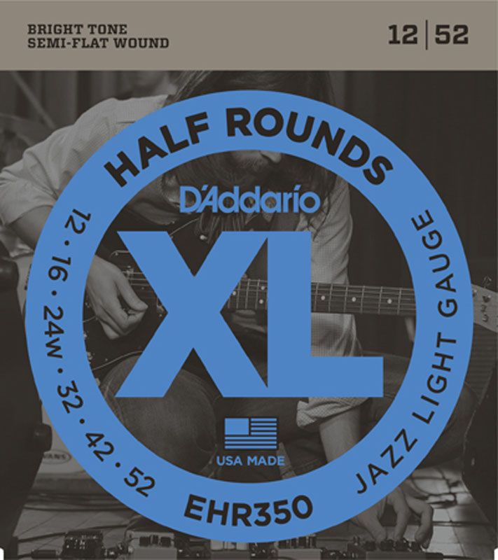 Струни для електрогітари D'Addario EHR350 Half Rounds Jazz Light Electric Guitar Strings 12/52