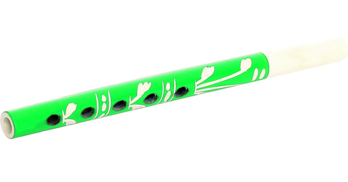 Дудочка с росписью зеленая 25 см Руди (Д215бу-4)