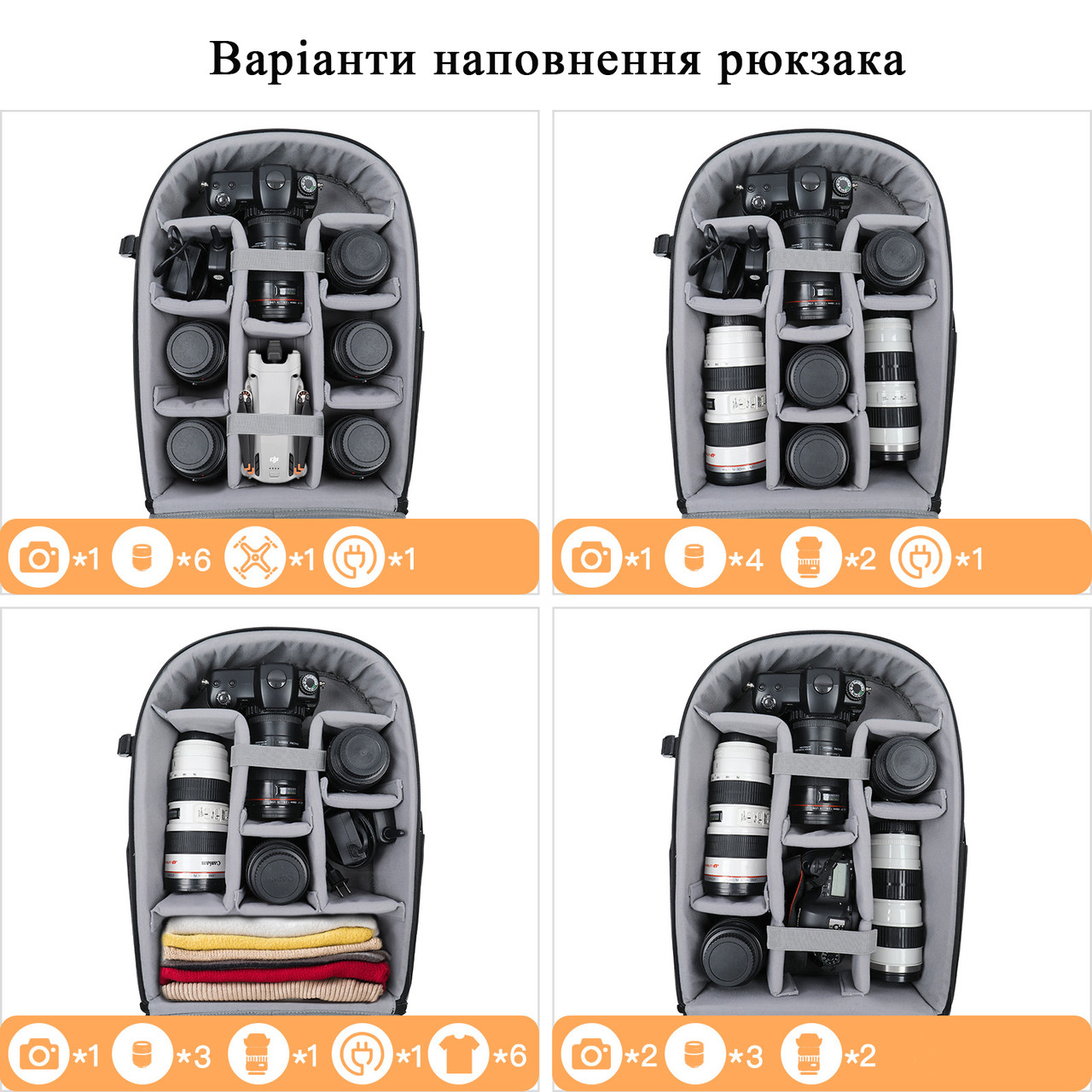 Рюкзак для фототехники и ноутбука Mosiso 16 46х30 см Черный (IBF080B)