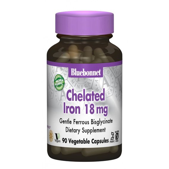 Микроэлемент Железо Bluebonnet Nutrition Albion Chelated Iron 18 mg 90 Caps