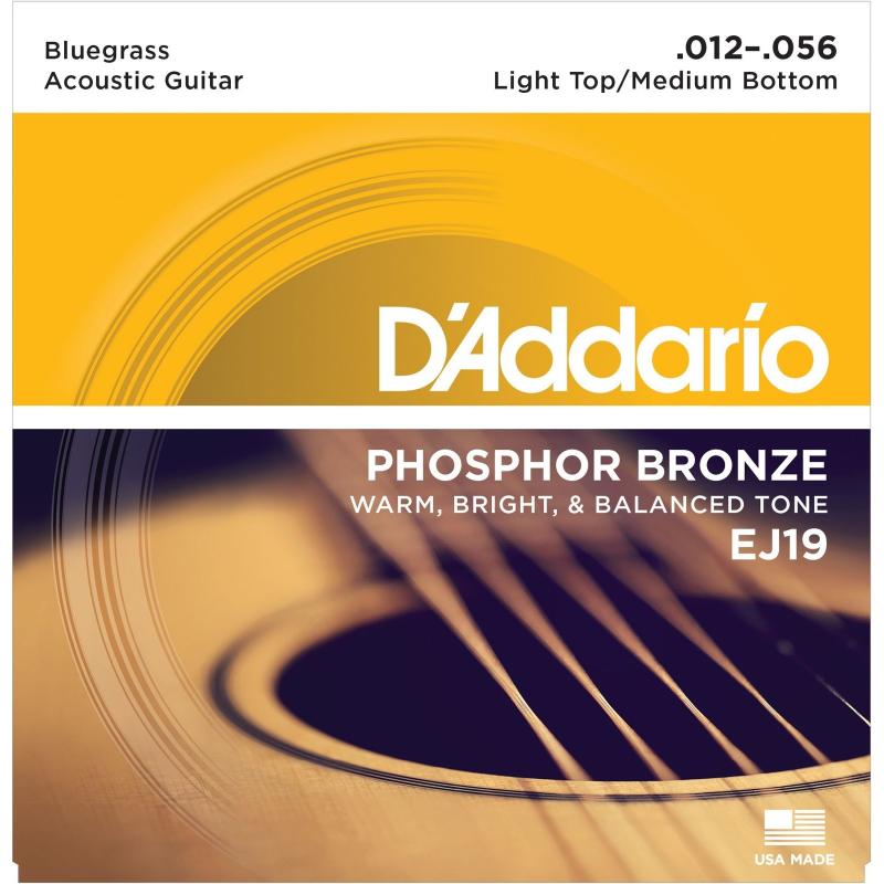 Струни для акустичної гітари D'Addario EJ19 Phosphor Bronze Light Top/Medium Bottom Acoustic Guitar Strings 12/56