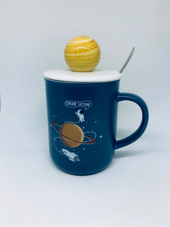 Кружка Explore Saturn с крышкой и ложкой 350 мл Синий (er124118)
