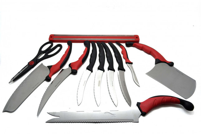 Набір кухонних ножів CPK КонтурПро 11 шт Червоний з чорним (31-SAN024)
