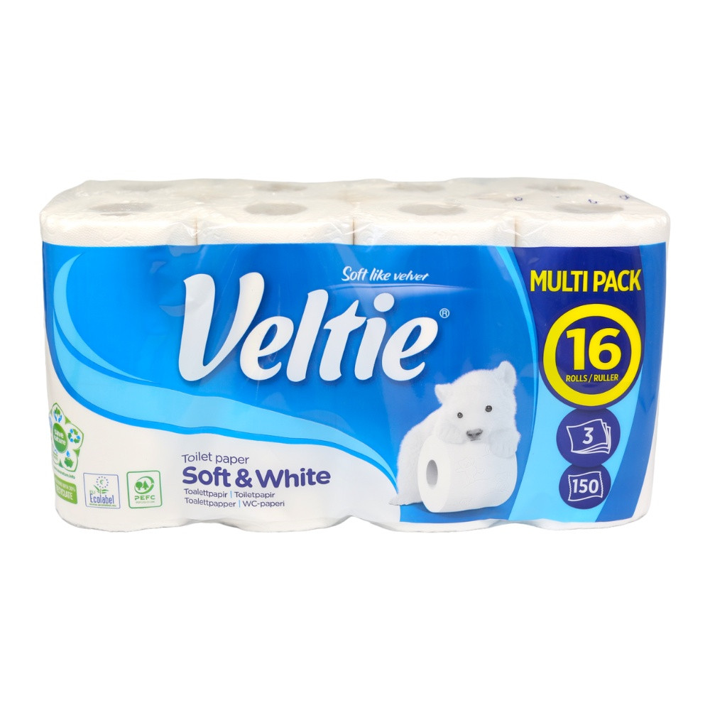 Туалетная бумага Veltie Soft White 16 рулонов 3 слоя