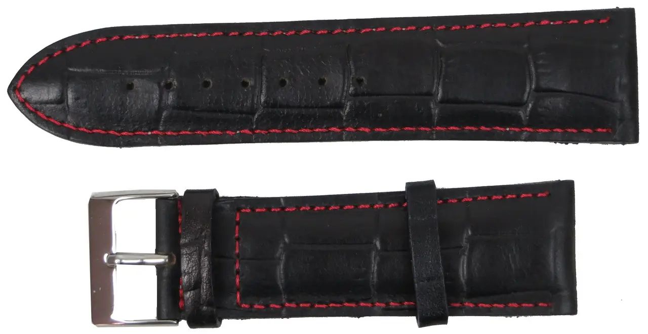 Ремешок для часов Mykhail Ikhtyar из кожи 24 мм Черный (S607-24-1S black)