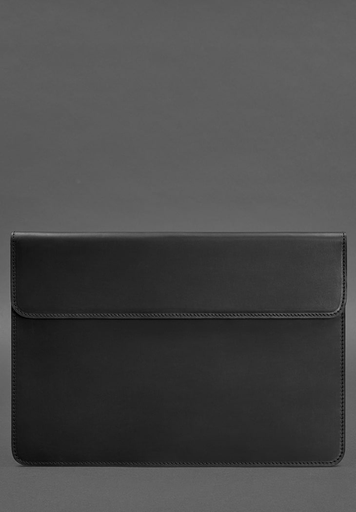 Кожаный чехол-конверт на магнитах для ноутбука Универсальный Черный Crazy Horse BlankNote