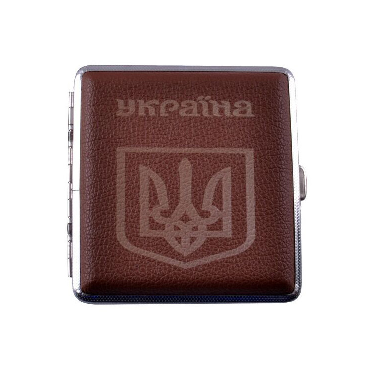 Портсигар Champ на 20 сигарі Ophone HL-156 Brown Герб України (do248-hbr)