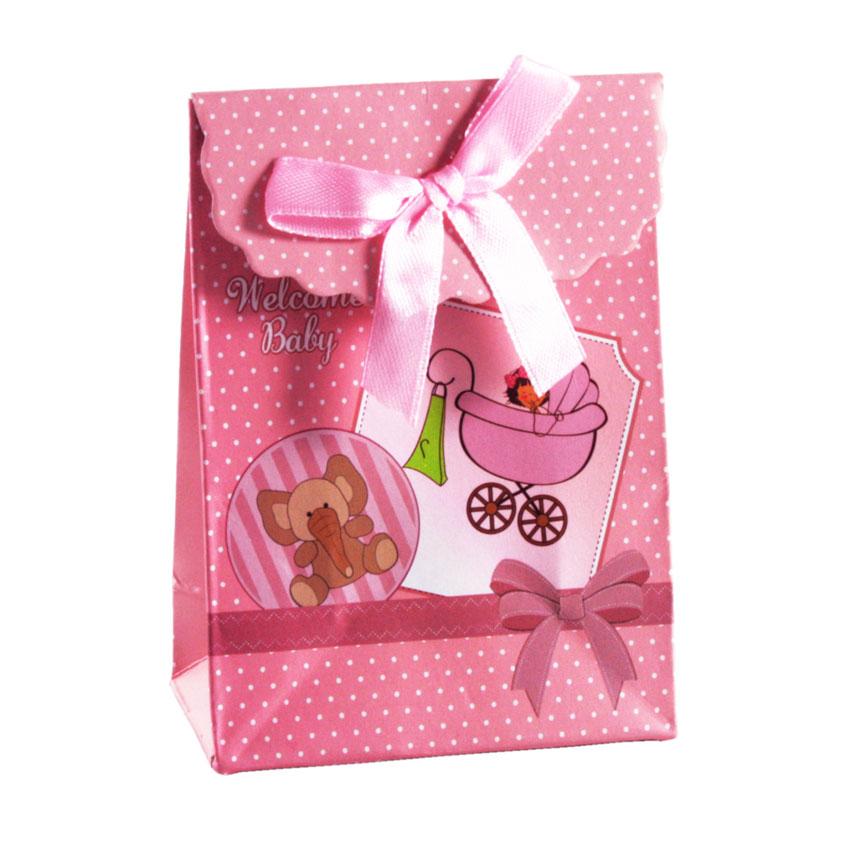 Сумочка подарочная Gift Bag Velcro Welcome Baby 10х7.5х4 см Розовый (14079)
