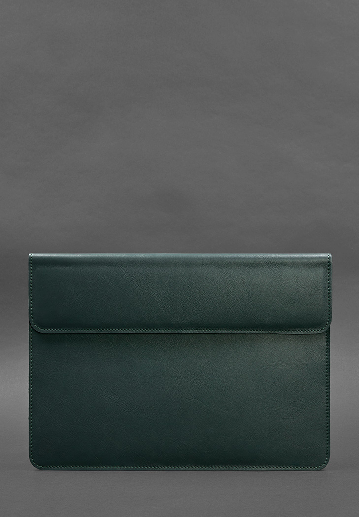 Шкіряний чохол-конверт на магнітах для MacBook 14 Зелений BlankNote