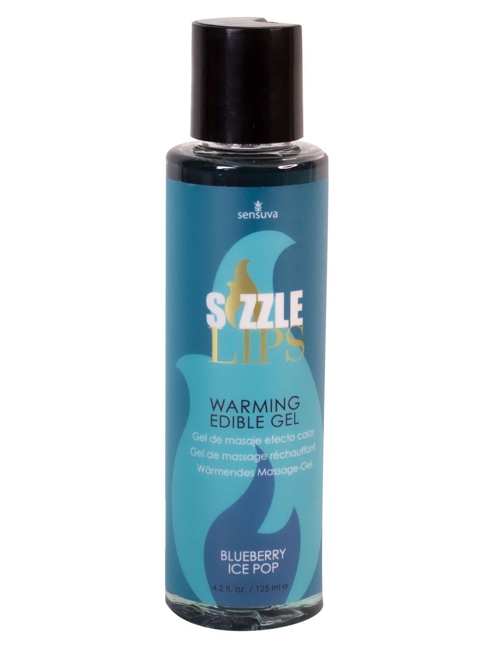 Согревающий массажный гель Sensuva Sizzle Lips Blueberry Ice Pop 125 мл без сахара съедобный