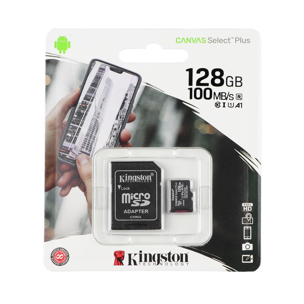 Карта памяти с адаптером MicroSDXC King Canvas Select Plus UHS-1 128gb Class 10 Черный