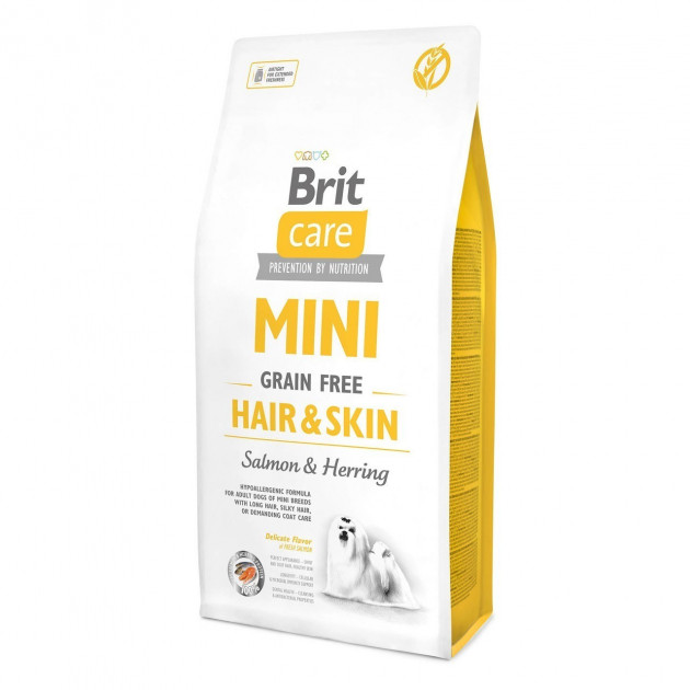 Сухий корм для дорослих собак мініатюрних порід Brit Care GF Mini Hair Skin 7 кг