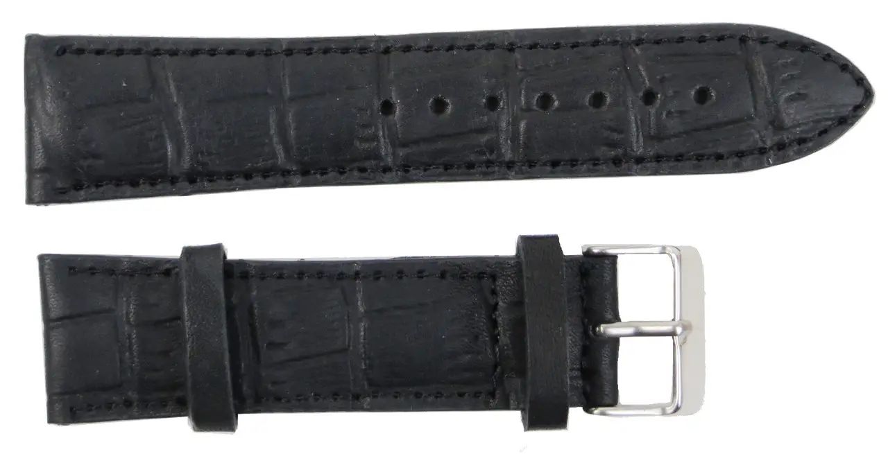 Ремінець для годинника Mykhail Ikhtyar шкіряний Ш22 мм Чорний (S618-22S Black)