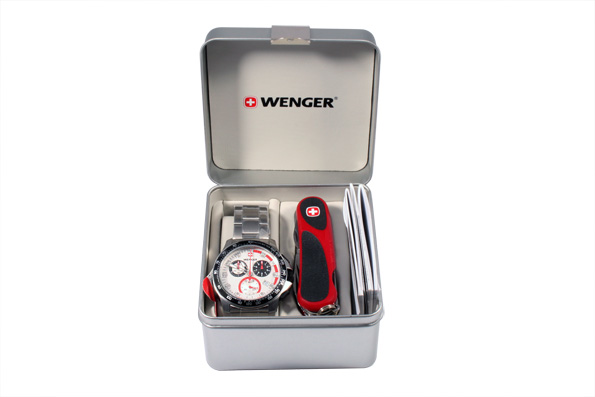 Набір Wenger годинник та ніж Червоно-чорний (70797)