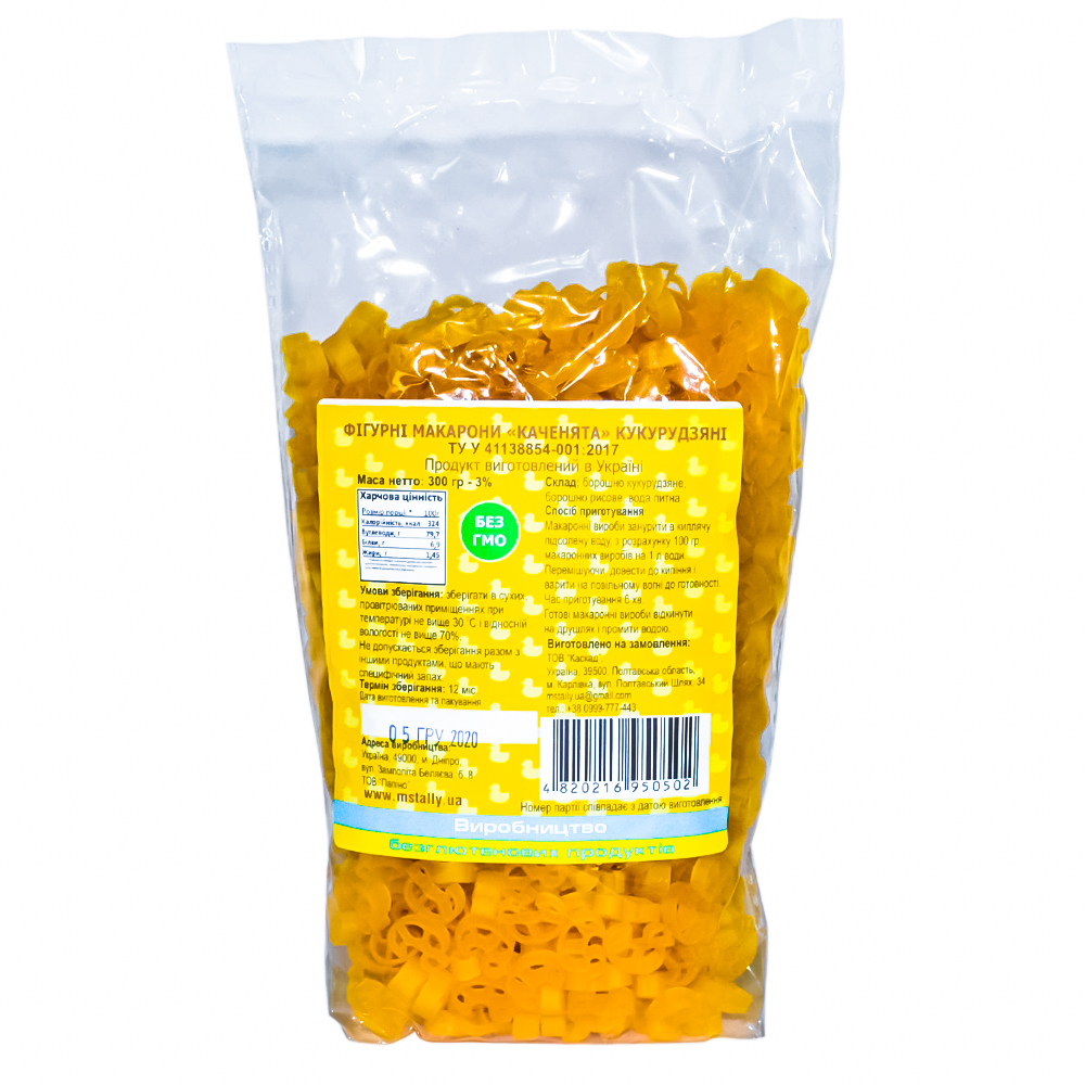 Фiгурнi макарони кукурудзянi Каченята без глютену Ms. Tally 300 г