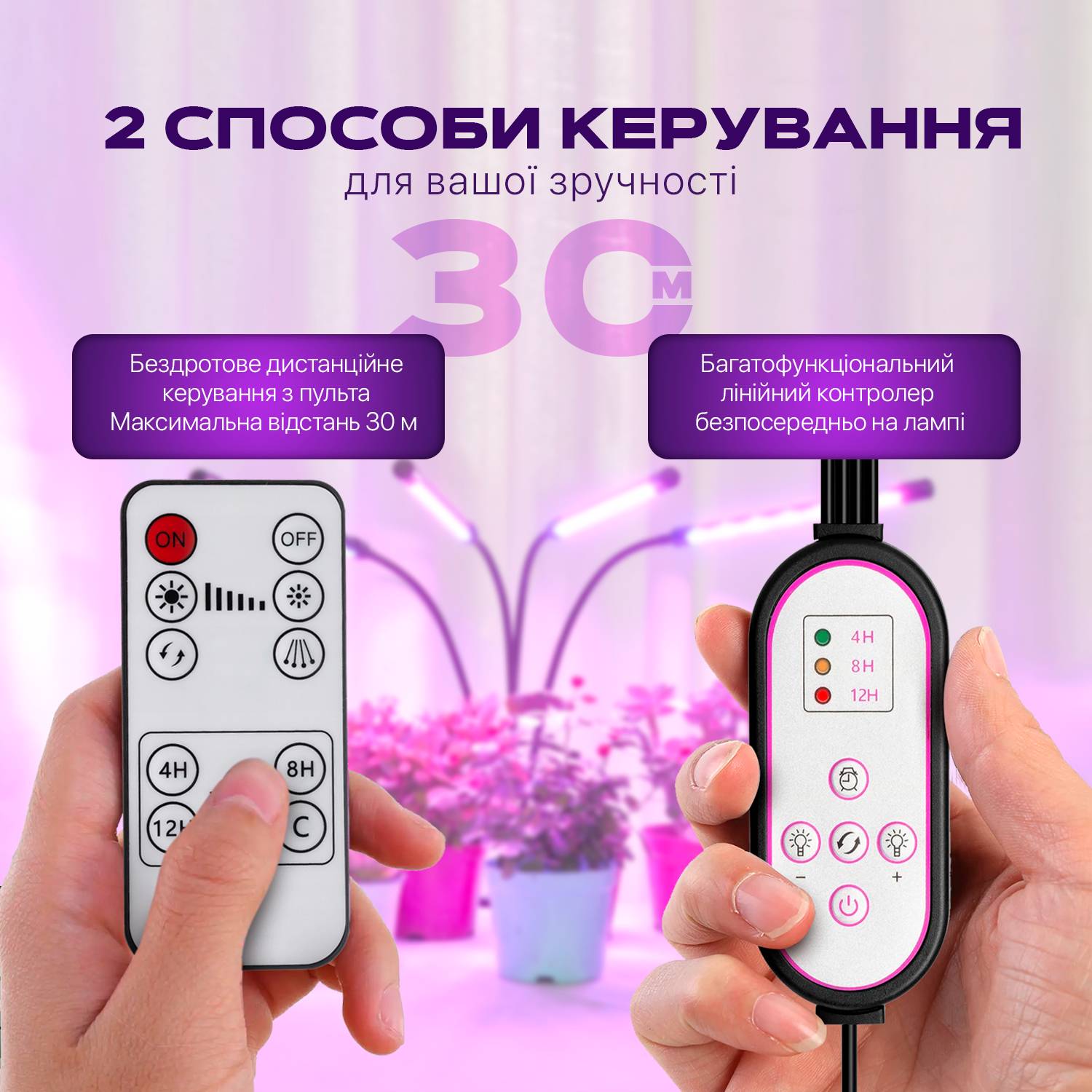 Фитолампа светодиодная (LED) SBTR для растений регулировка яркости и цвета с пультом гибкая IP65 (FL-02)