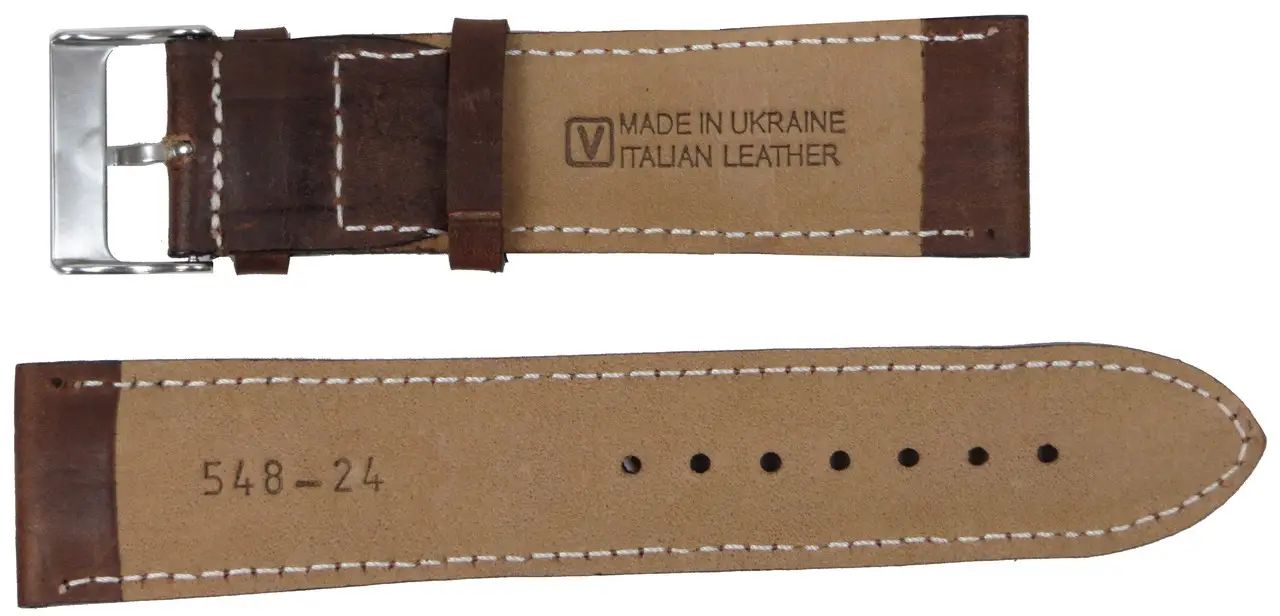 Ремешок для часов из кожи Mykhail Ikhtyar 24 мм Коричневый (S548-24S brown)