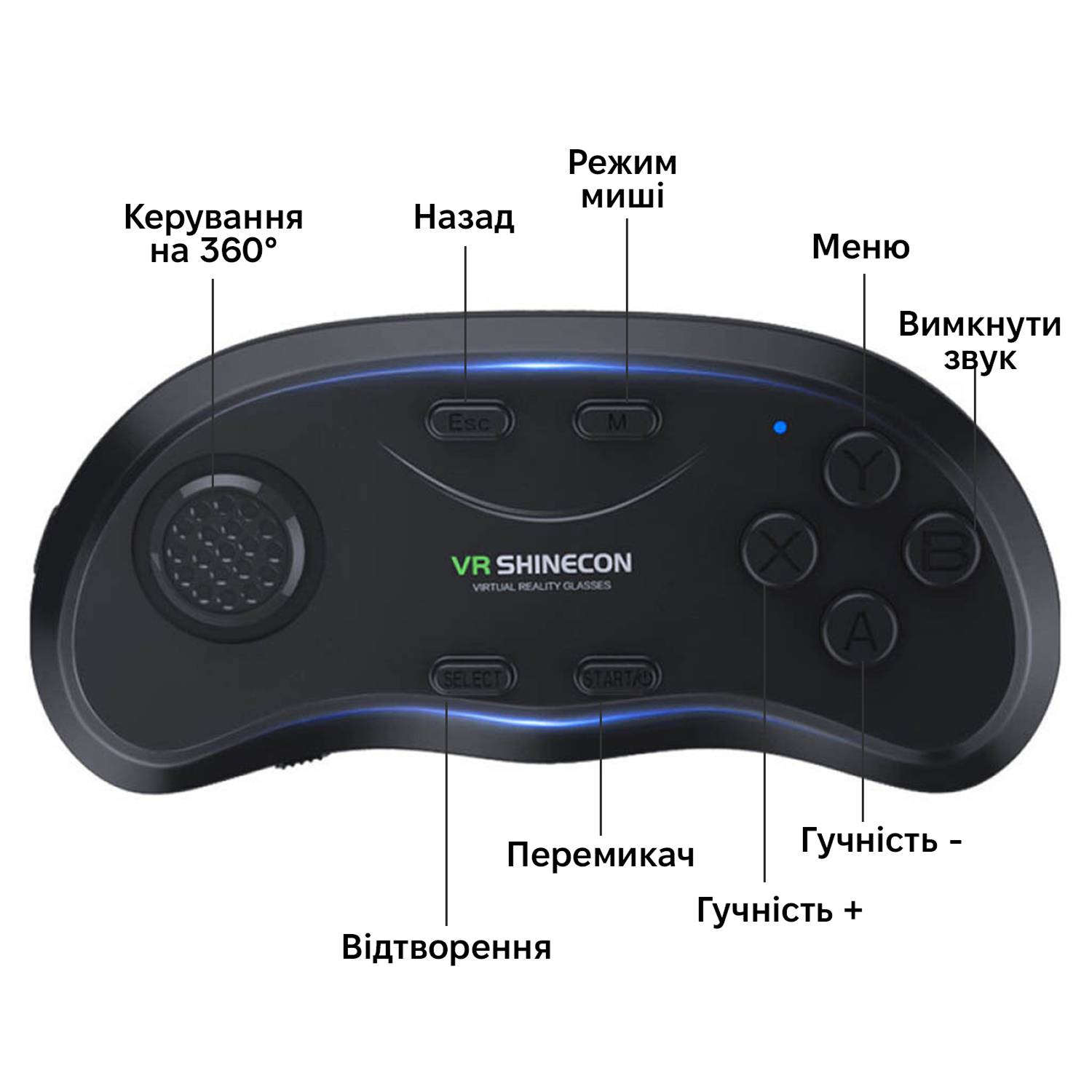 Очки виртуальной реальности Shinecon SC-G04BS+SC-B01 Черно-белый