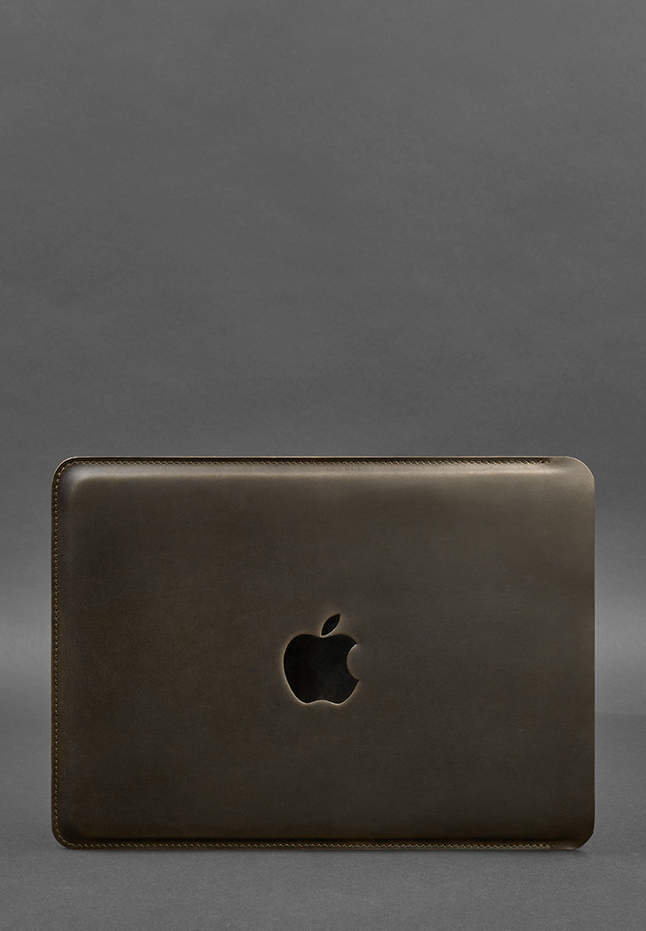 Кожаный чехол для MacBook 14 дюйм Темно-коричневый Crazy Horse BlankNote