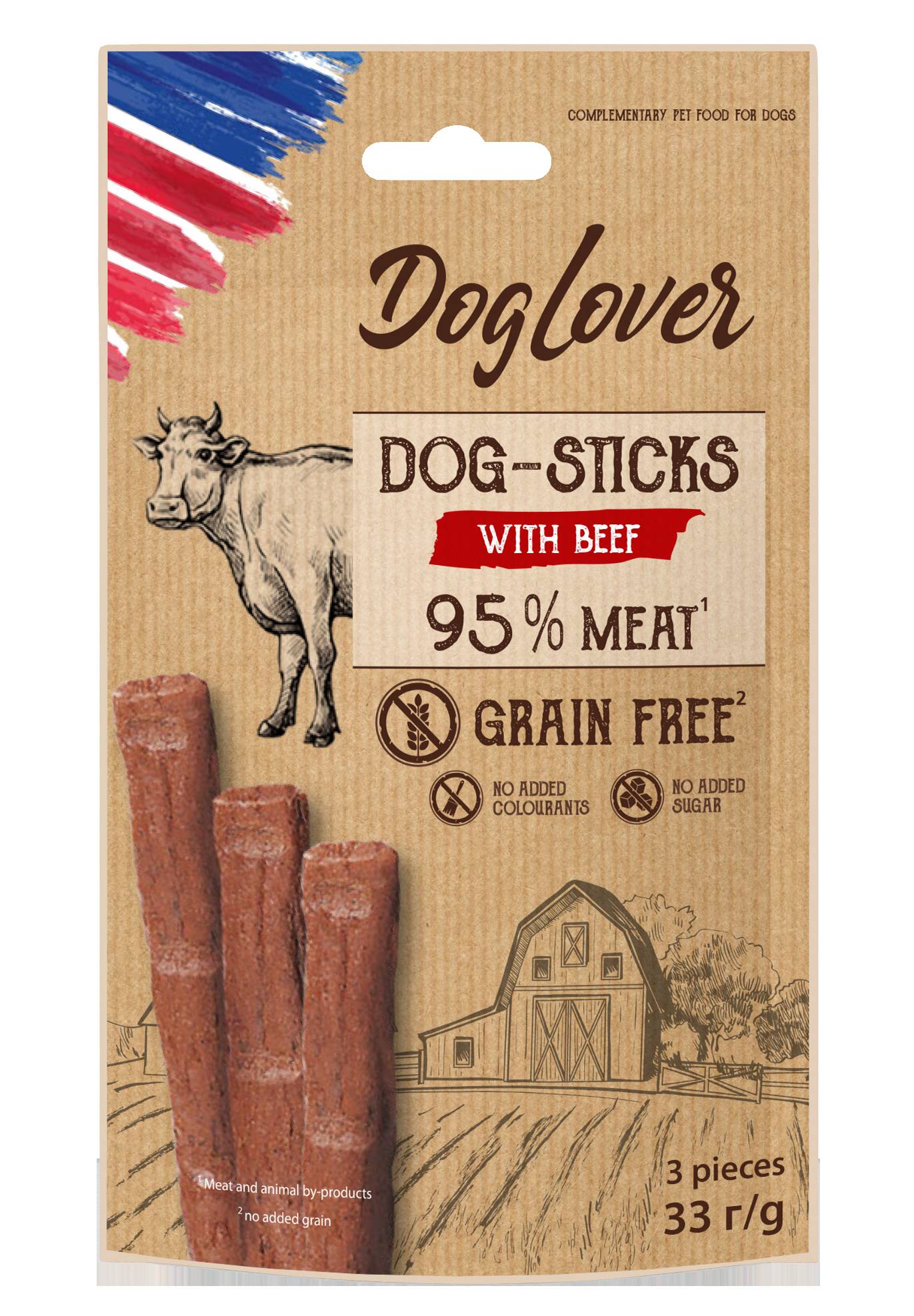 Палички для собак із яловичиною DogLover Sticks beef 3*11g 1005029