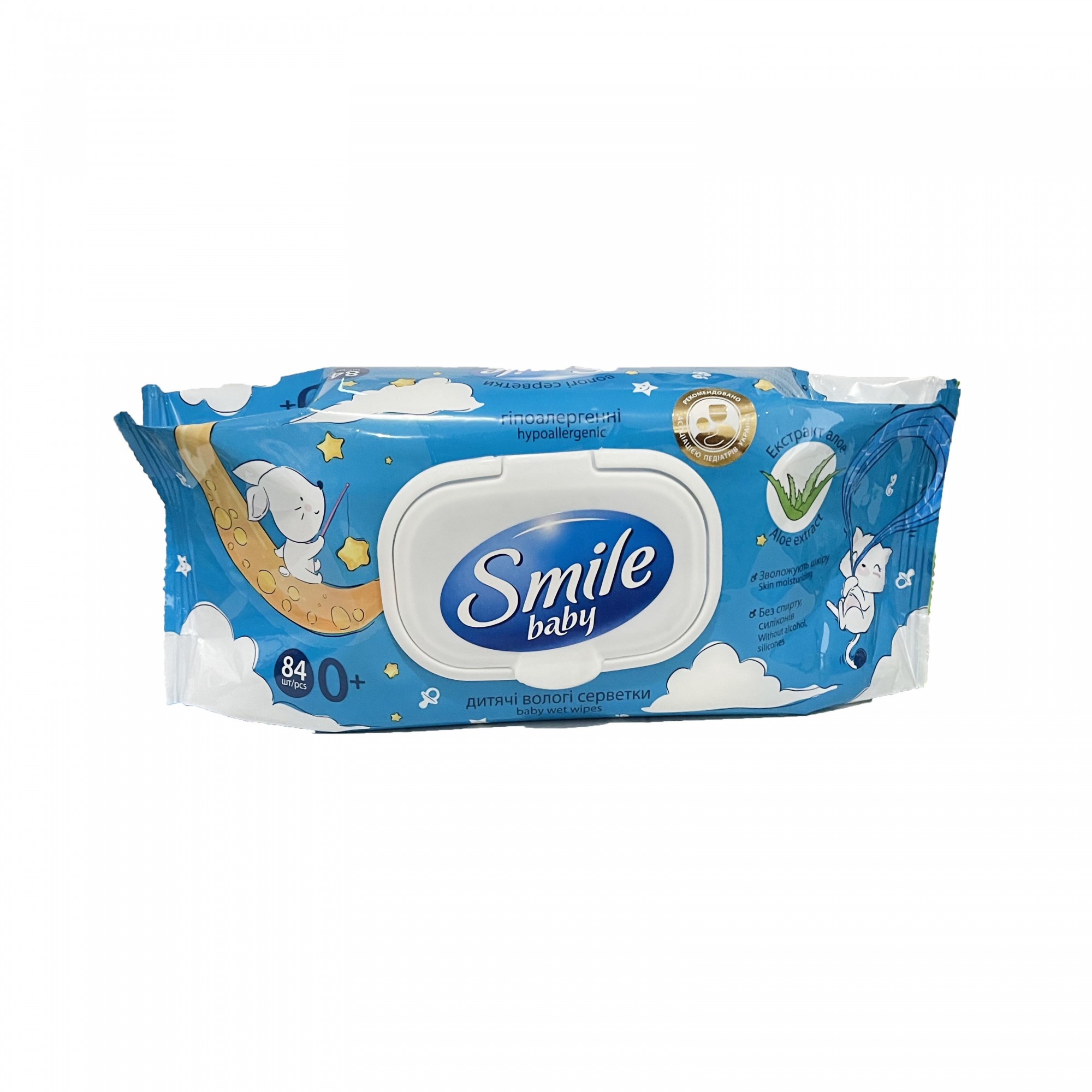 Детские влажные салфетки Smile Baby Экстракт алоэ 84 шт 0+