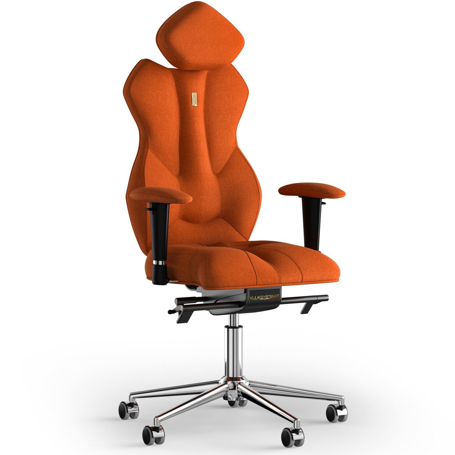 Кресло KULIK SYSTEM ROYAL Ткань с подголовником без строчки Оранжевый (5-901-BS-MC-0510)