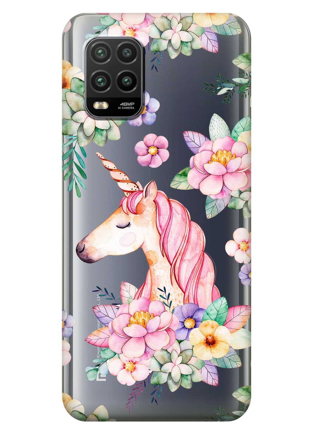 Cиликоновий чохол iSwag для Xiaomi Mi 10 Lite Єдиноріг у квітах (KS2245)